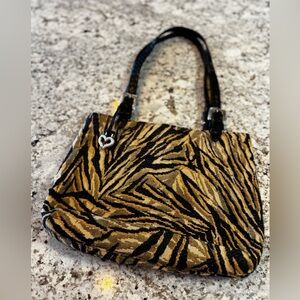 Brighton Animal Print Tapestry Tote with Black Handles